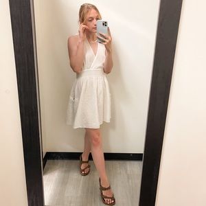 SOLD❌ White Cotton/Linen Halter Dress with pockets